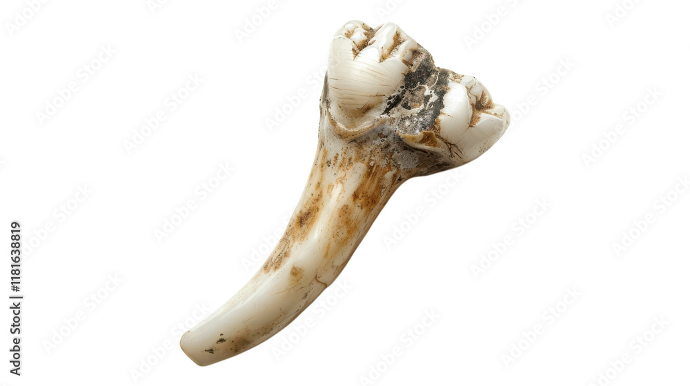 Naklejka premium Close-up View of a Tooth Isolated on White Background for Dental Education and Awareness