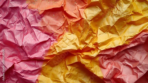 Wallpaper Mural Crumpled Pastel Tissue Paper, Abstract Background in Pink, Orange, and Yellow Hues, Full Frame Torontodigital.ca