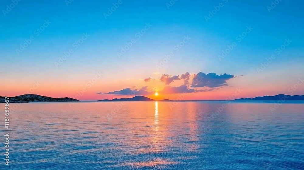 Stunning sunset over tranquil ocean waters. Stunning sunset over tranquil ocean waters.