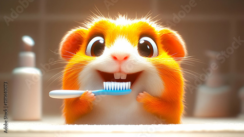 Cute Hamster Brushing Teeth...