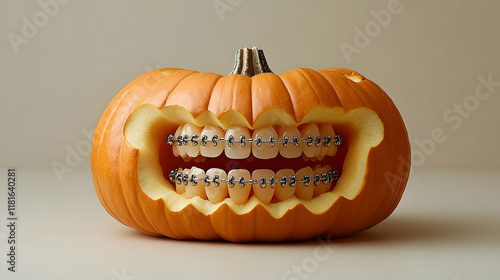 Pumpkin Carving Shows Teeth...