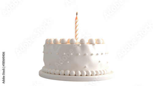 Delightful White Birthday Cake with Candle for Celebrations