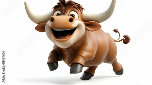 Cartoon Bull Runs and Jumps...