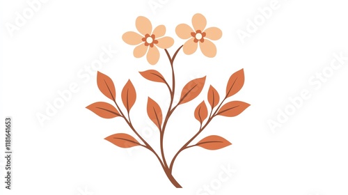 Stylized floral design with leaves and blossoms.