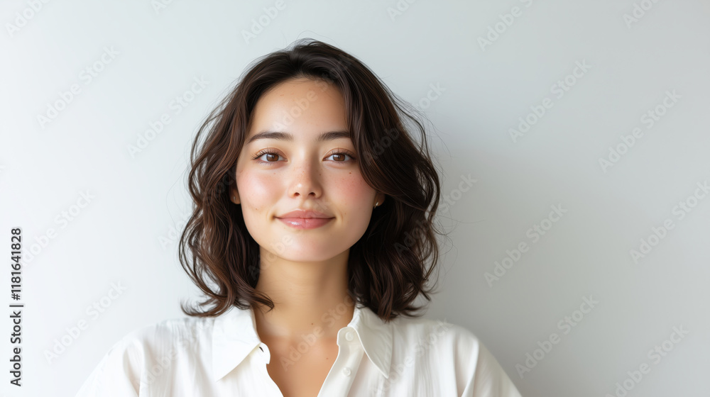Close-Up Portrait of a Radiant Young Japanese Woman Smiling Close-Up Portrait of a Radiant Young Japanese Woman Smiling