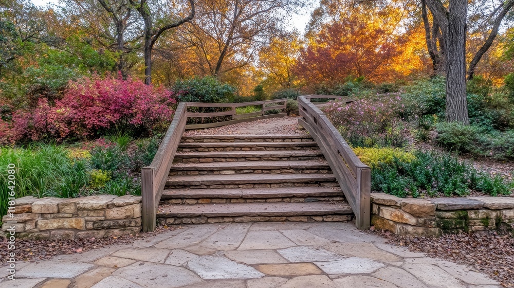 Autumnal Stone Steps in a Serene Garden Path Autumnal Stone Steps in a Serene Garden Path