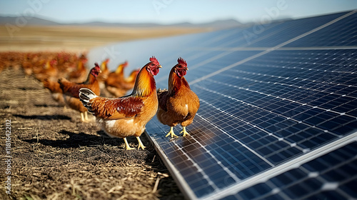 Chickens Explore Solar Pane...