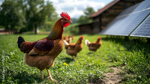 Rooster Walks in Green Past...
