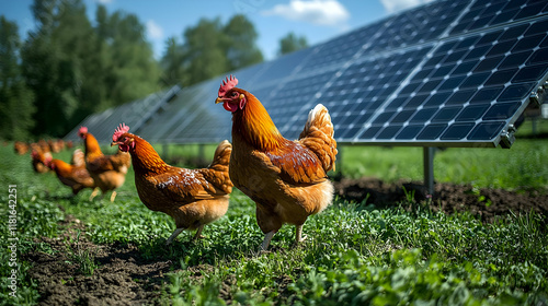 Chickens Explore Green Past...
