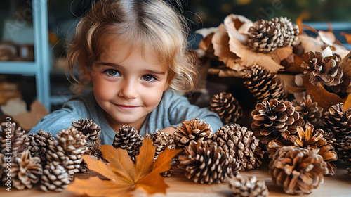 Child Explores Autumn Leave...