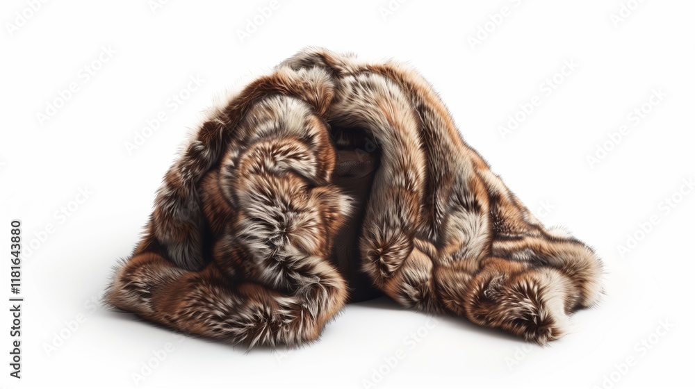 A luxurious fur coat draped elegantly, isolated on a white background. A luxurious fur coat draped elegantly, isolated on a white background.