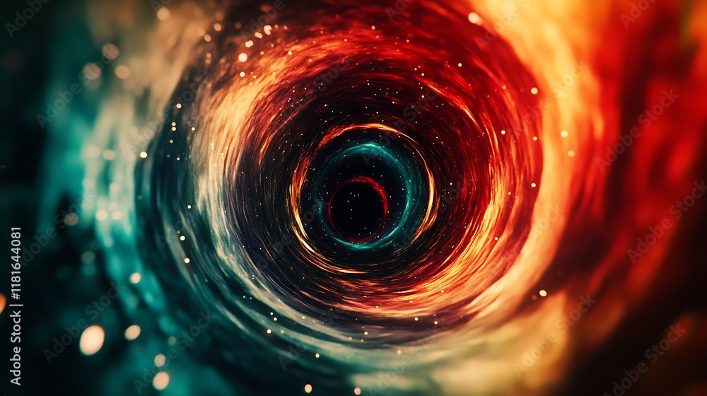 Obraz premium Mesmerizing Spiral of Fiery and Cool Tones Swirling in Cosmic Harmony : Generative AI