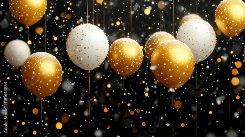 Golden and White Balloons F...