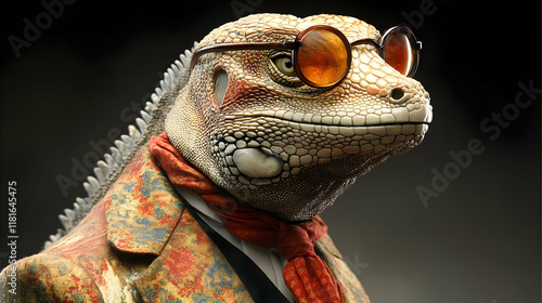 Lizard Wears Suit, Tie, and...