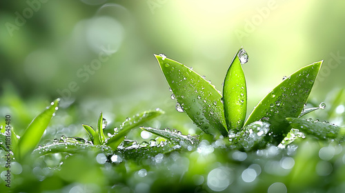 Green Leaves Glisten with D...