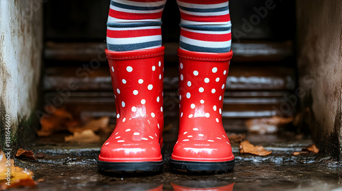 Red Rain Boots Splashing in...