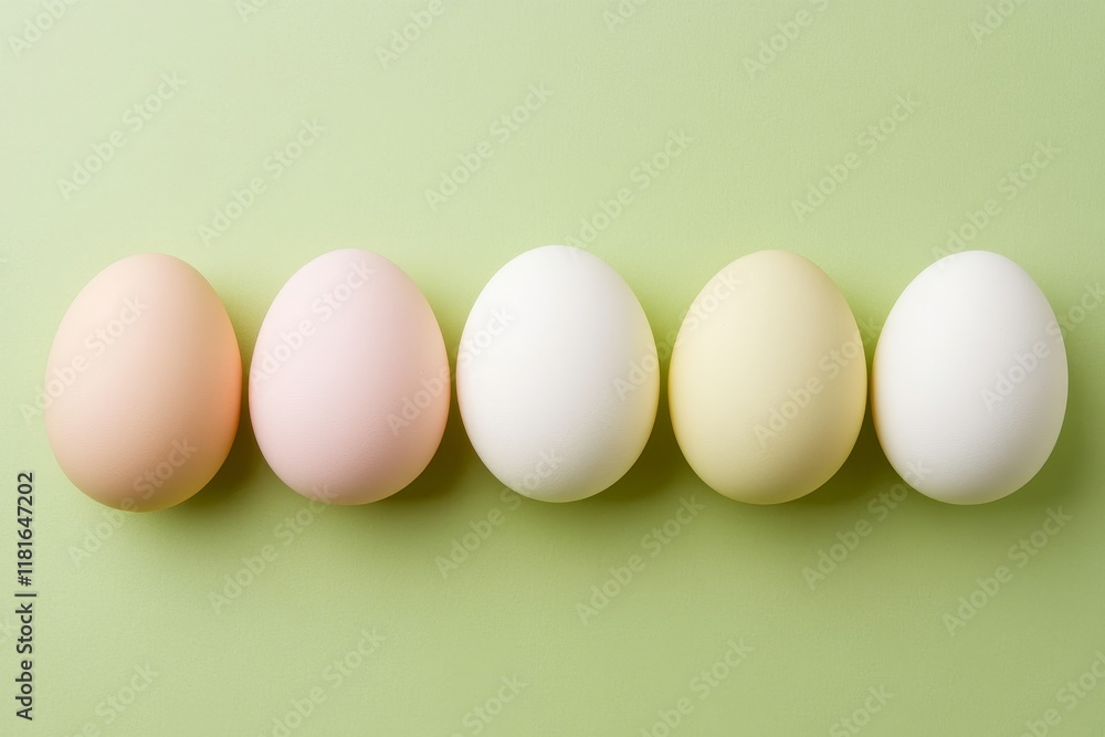 A Beautiful Arrangement of Colorful Eggs on a Soft Green Background for Easter Celebrations and Spring-Themed Decor A Beautiful Arrangement of Colorful Eggs on a Soft Green Background for Easter Celebrations and Spring-Themed Decor
