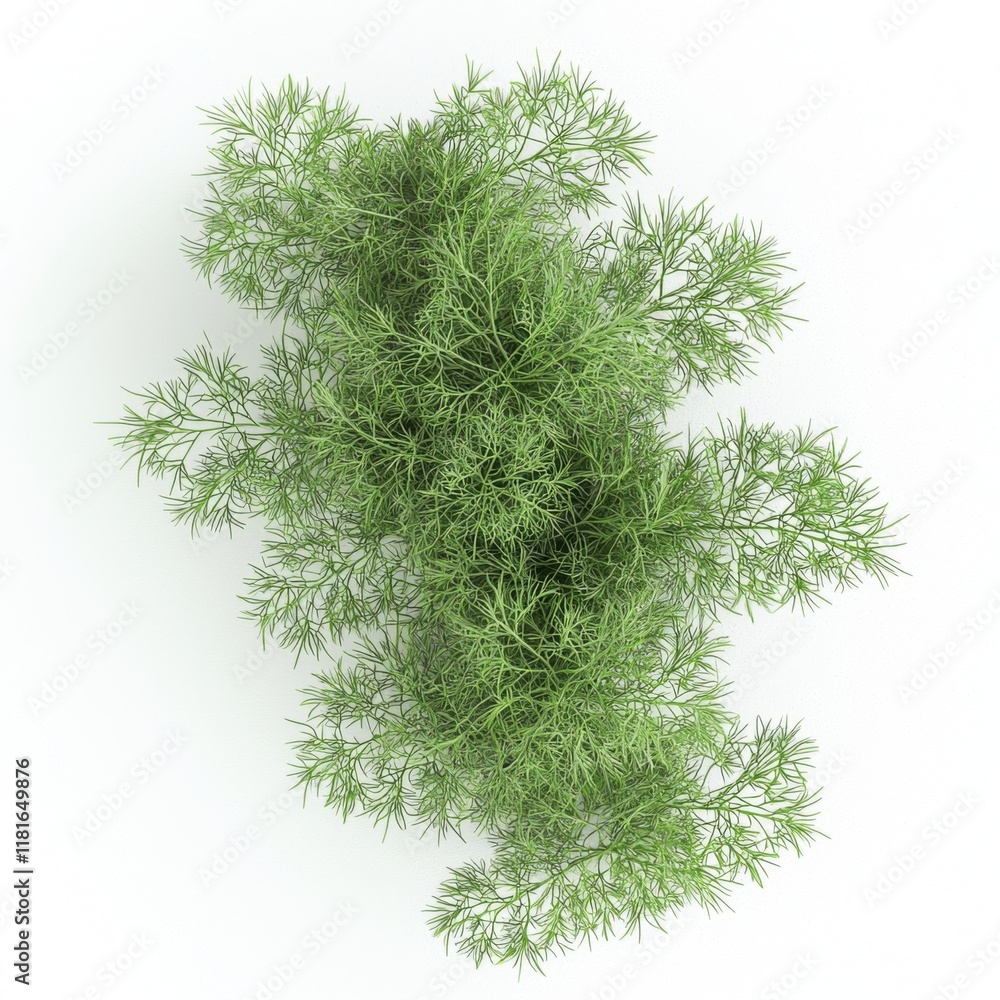 Fototapeta premium Lush Green Foliage Top View of Delicate Fern-like Leaves Natural Texture for Design and Background Use