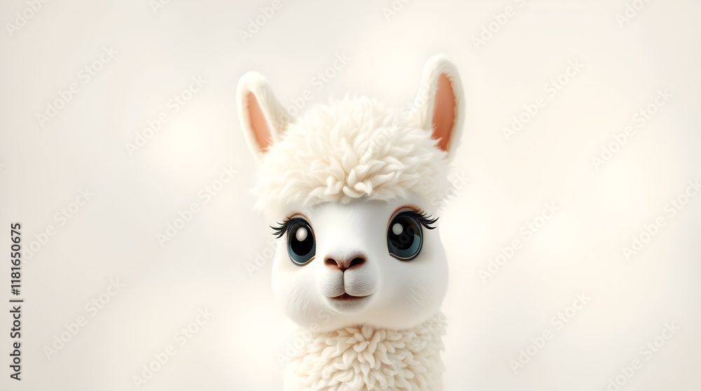Naklejka premium adorable alpaca on light background for creative marketing and text designs