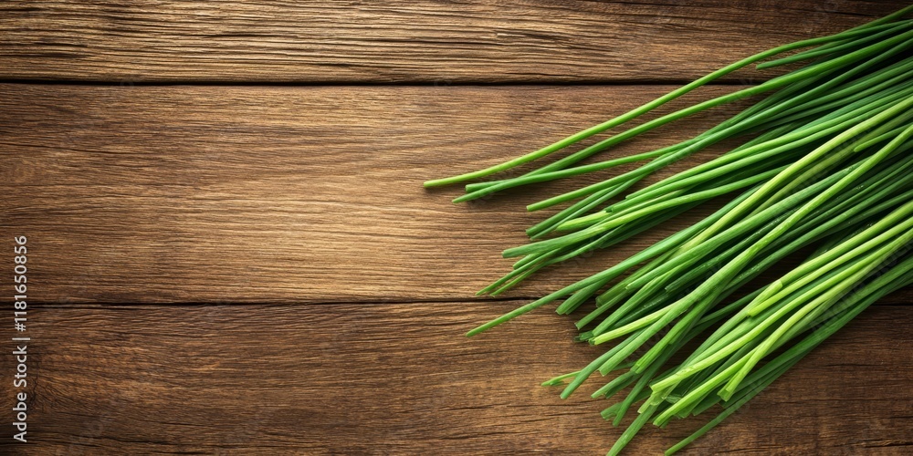 Chives isolated on a wooden background showcase their vibrant green color and unique texture, perfect for highlighting the freshness of chives in culinary settings. Chives isolated on a wooden background showcase their vibrant green color and unique texture, perfect for highlighting the freshness of chives in culinary settings.