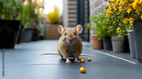 Cute Mouse Explores Patio: ...