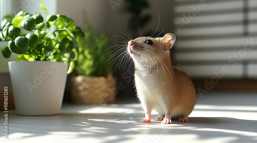 Cute Rodent Observes Indoor...