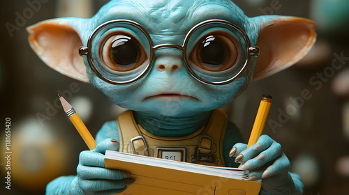 Cute Creature Learns Writin...
