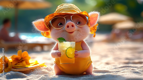 Piglet Sips Tropical Drink ...