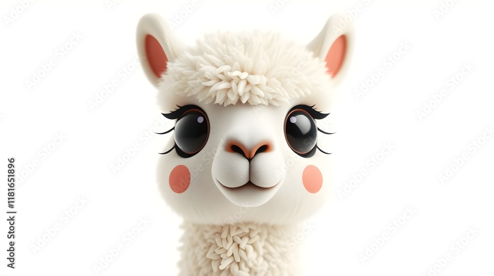 adorable white alpaca on clean backdrop for modern branding visuals adorable white alpaca on clean backdrop for modern branding visuals