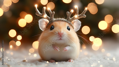 Cute Mouse Wears Antlers, P...