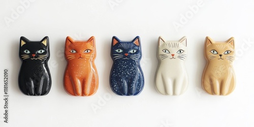 Wallpaper Mural Cat shaped fridge magnets isolated on a white background create a fun and playful display. These cat fridge magnets add charm to your space while showcasing unique design and style. Torontodigital.ca