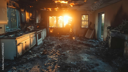 Fire Damaged Kitchen Destro...