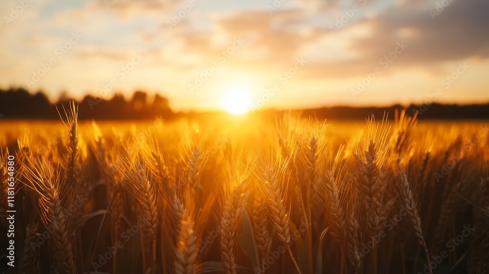 Majestic sunset over a cereal field with wheat and oats creates a beautiful background. The stunning sun lens flare enhances the natural beauty of the cereal landscape at dusk. Majestic sunset over a cereal field with wheat and oats creates a beautiful background. The stunning sun lens flare enhances the natural beauty of the cereal landscape at dusk.