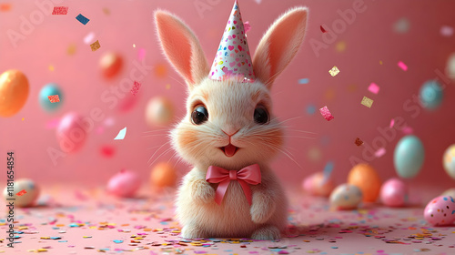 Cute Bunny Celebrates with ...