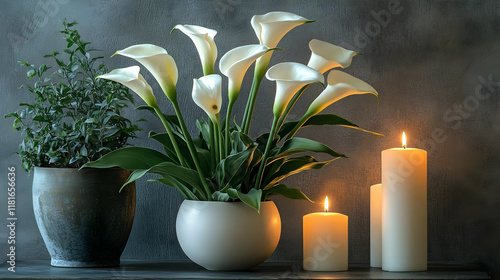 White Calla Lilies and Cand...