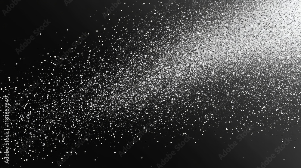 Obraz premium Abstract White Particles on Black Background, Sparkle Effect, Glitter Pattern, Night Sky, Star Dust, Minimalist Design