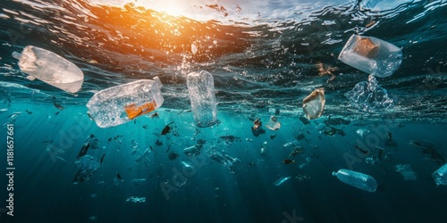 Plastic packaging waste contaminates water sources, posing a significant environmental threat. The impact of plastic packaging waste on aquatic ecosystems is increasingly concerning. photo