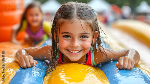 Girl Slides Down Water Slid...