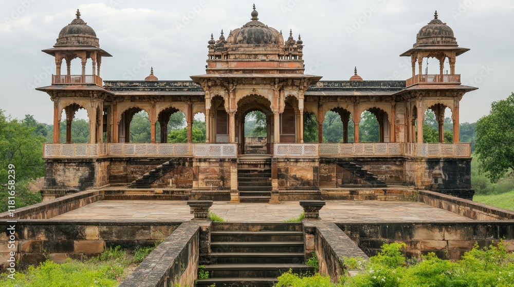Fototapeta premium Historical monument attracts many tourists, showcasing the rich history and cultural significance of the historical monument, which is a must see for all visitors interested in heritage.