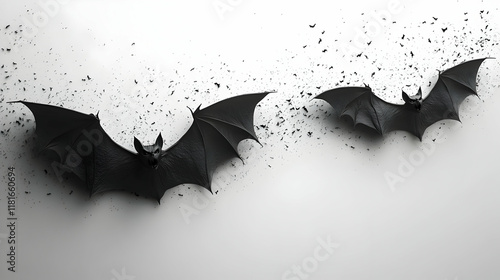 Bats Fly Across White Backg...