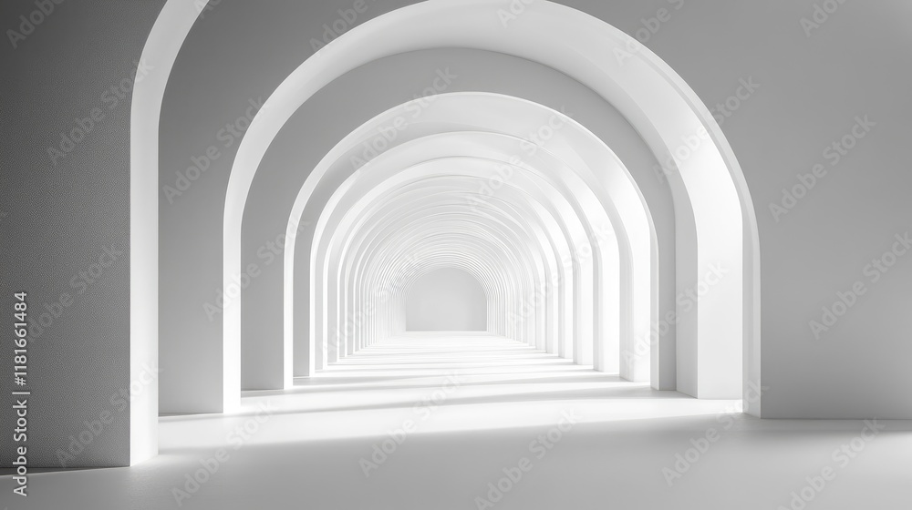 A minimalist black-and-white shot of an arched corridor with repeating patterns, creating depth and elegance A minimalist black-and-white shot of an arched corridor with repeating patterns, creating depth and elegance