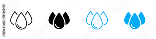 Water drop icon set. Raindrop, oil, tear icons. Drop, droplet, drip sign.
