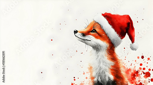 Festive Fox Wears Santa Hat...