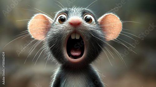 Cute Mouse Opens Mouth Wide...