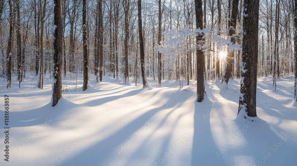 Shadows dance among the sun kissed snow covered woods, creating a serene atmosphere in the peaceful landscape of snow covered woods. The interplay of shadows and sunlight enhances the beauty of the Shadows dance among the sun kissed snow covered woods, creating a serene atmosphere in the peaceful landscape of snow covered woods. The interplay of shadows and sunlight enhances the beauty of the
