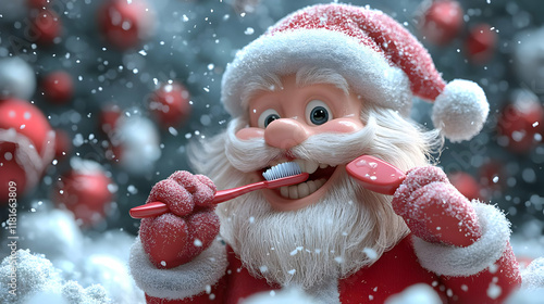 Santa Claus Brushes Teeth w...