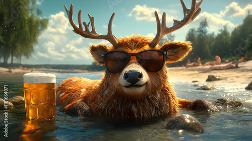 Cool Deer Enjoys a Cold Bee...