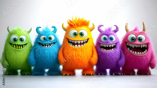 Colorful Monsters Smile and...