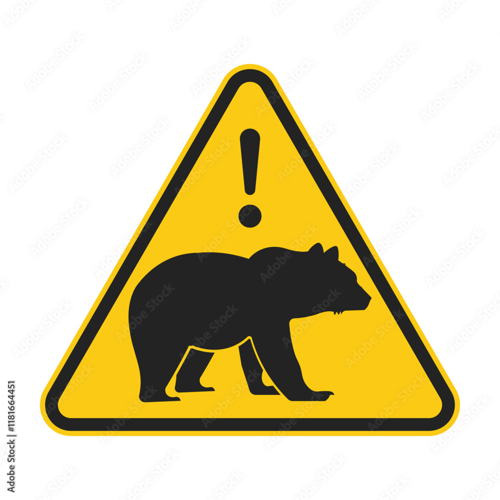 Isolated sign warning 'Beware of Bear' with bear pictogram illustration, reminding to be cautious of bears Isolated sign warning 'Beware of Bear' with bear pictogram illustration, reminding to be cautious of bears