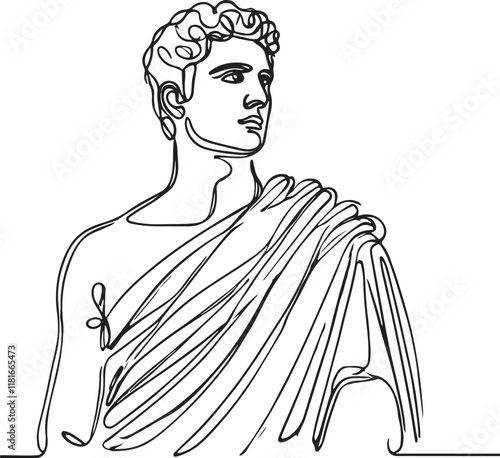 Vector Art of Man in Toga - Simple Line Drawing